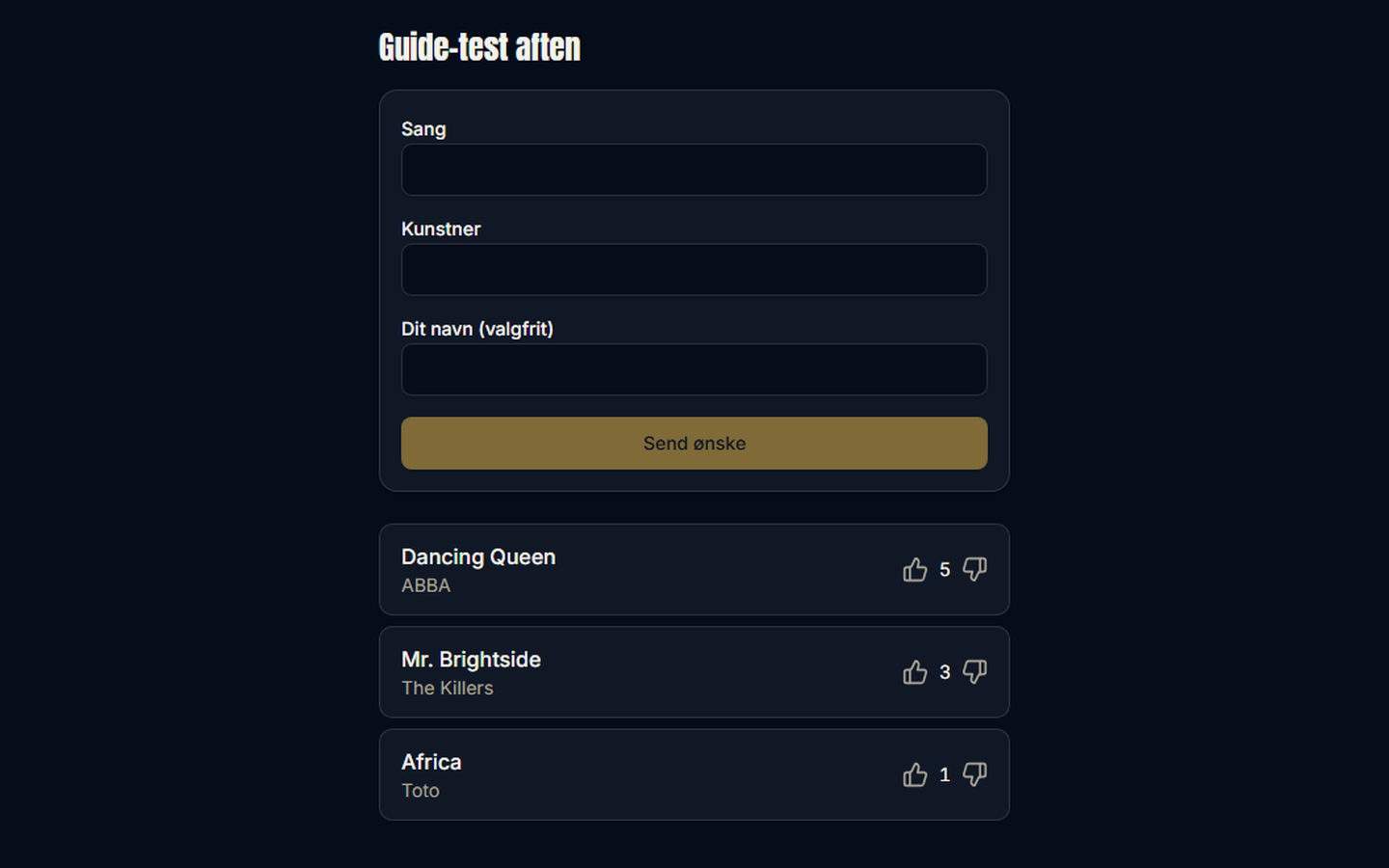 Song Requests med afstemning